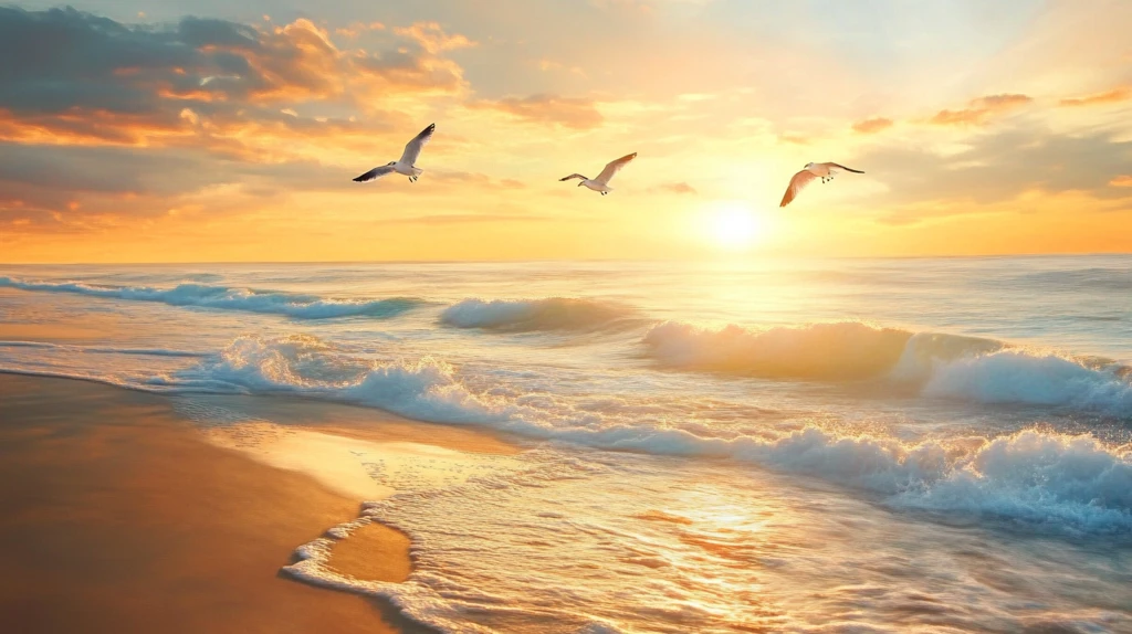 海边夕阳落日余晖背景