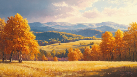 秋天森林画唯美秋色