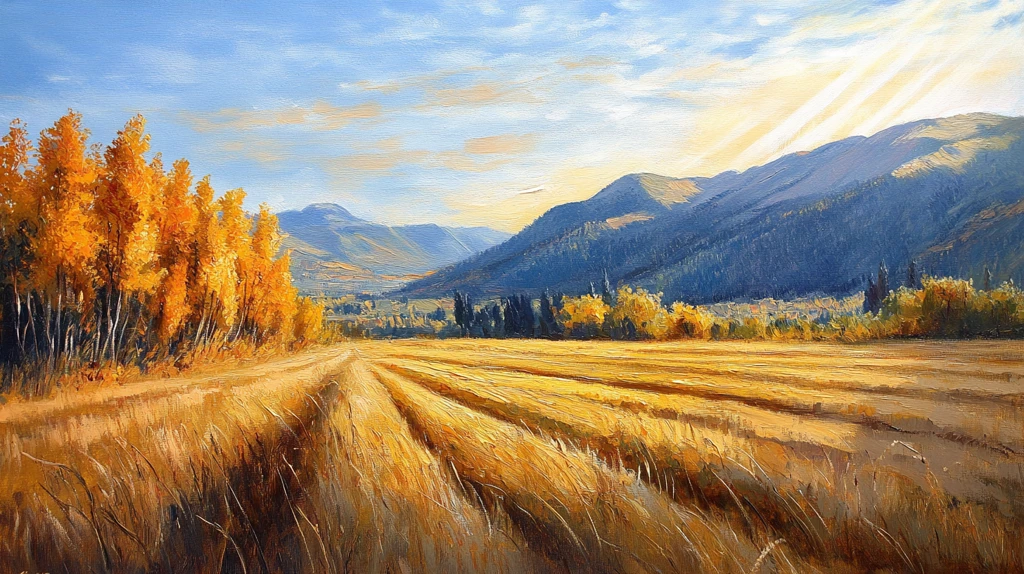 金色秋景风景画