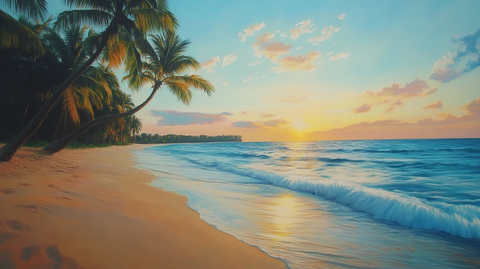 夏威夷海滩油画