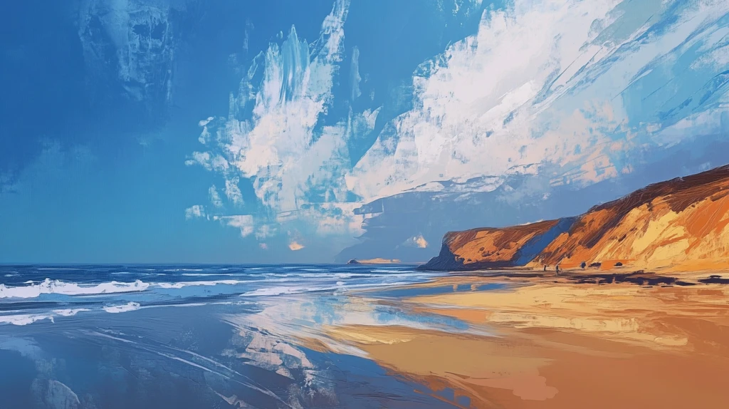 唯美海岸风景插画