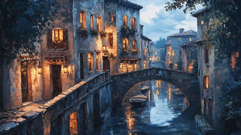 小桥流水油画装饰画