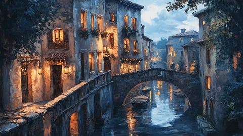 小桥流水油画装饰画