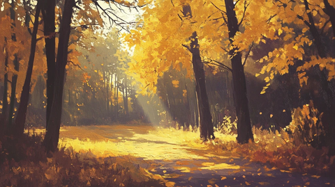 秋天森林画唯美秋色