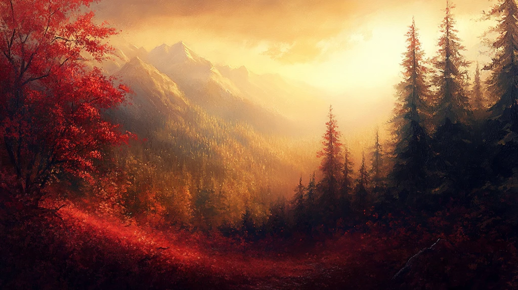 秋天森林画秋天壁纸