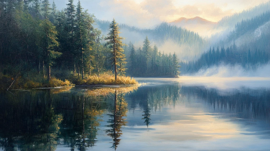 湖畔湖泊梦幻森林