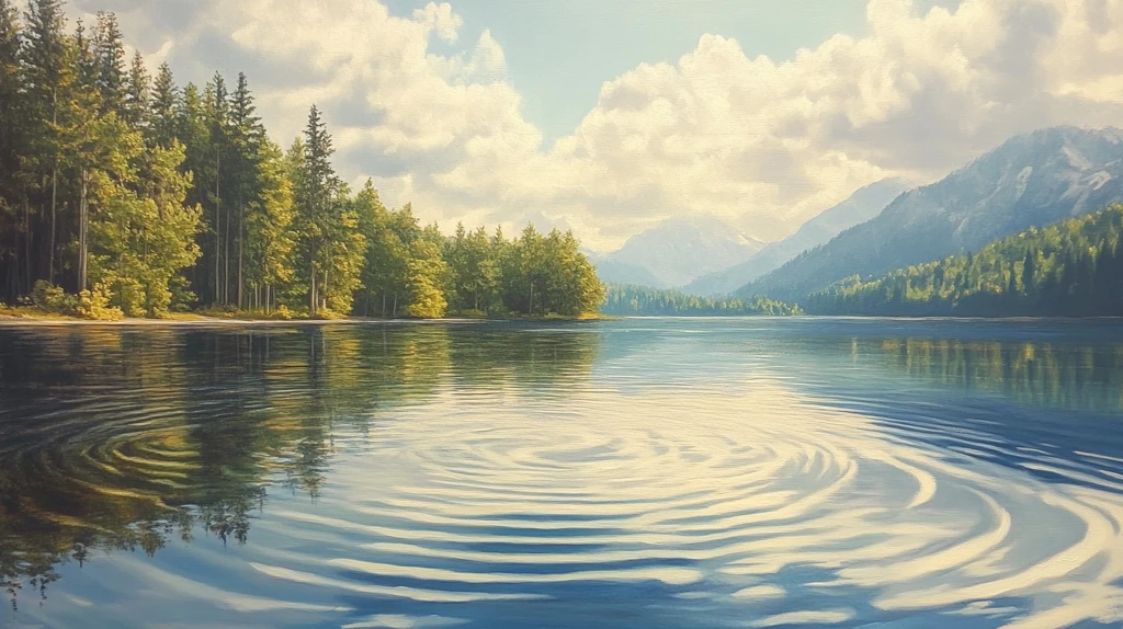 蓝天白云绿水山林背景