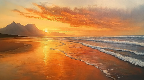 海边橙色云彩自然风景