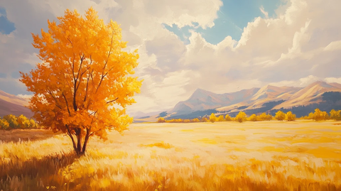 秋季原野一棵树