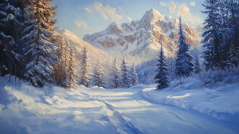 雪景油画