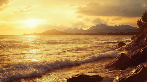 海边夕阳落日余晖背景