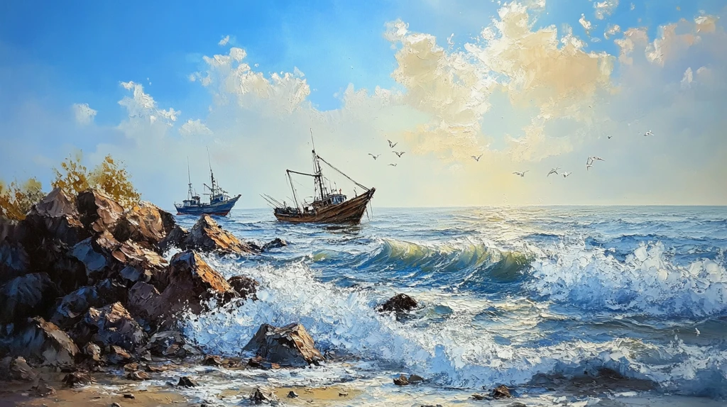 欧美手绘海景油画