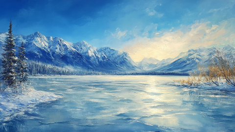 电脑油画冬天不冻河