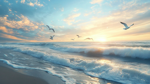 大海飞鸟海燕起航归航