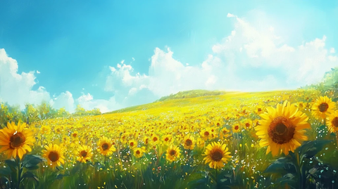 手绘花海向日葵