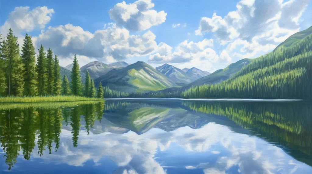 蓝天白云绿水山林背景