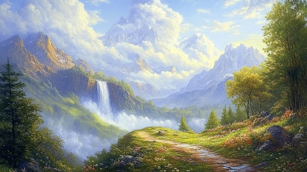 风光人间仙境油画