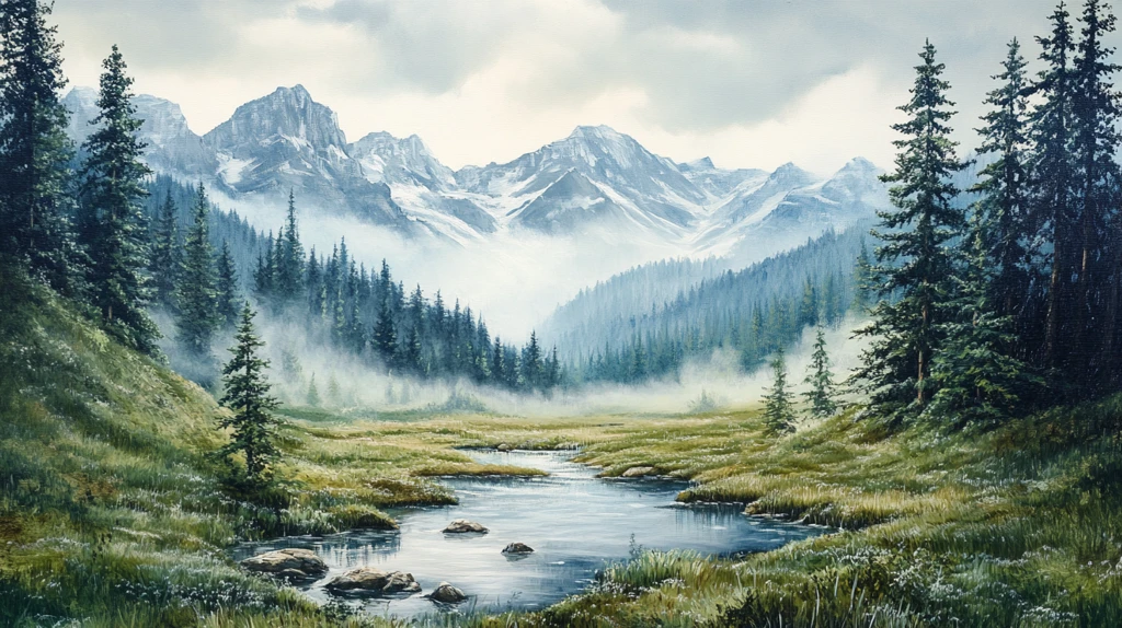 风光人间仙境油画