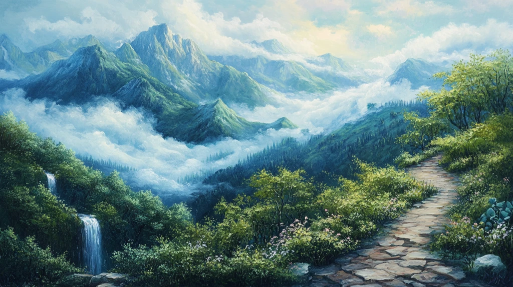 风光人间仙境油画