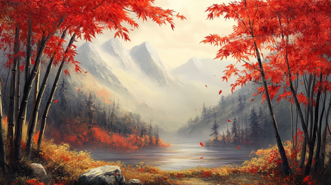 秋天森林画秋天壁纸