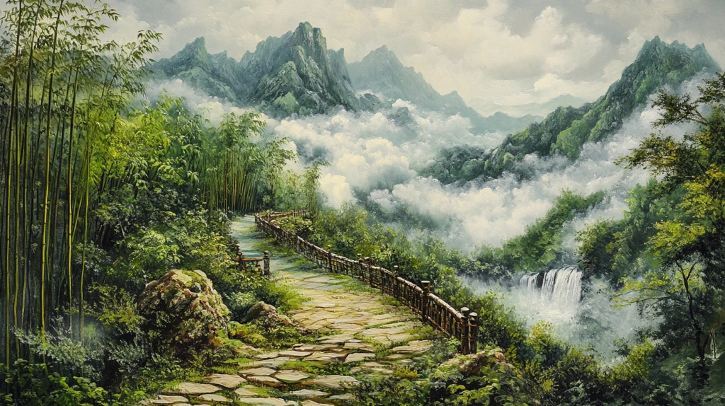 风光人间仙境油画