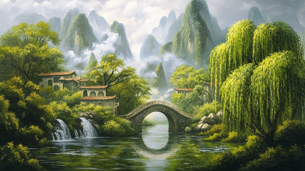油画中式山水