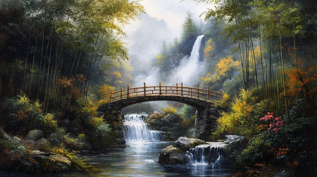 小桥流水油画装饰画