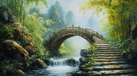 小桥流水油画装饰画