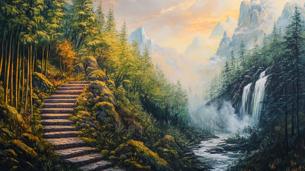 风光人间仙境油画