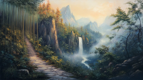 风光人间仙境油画