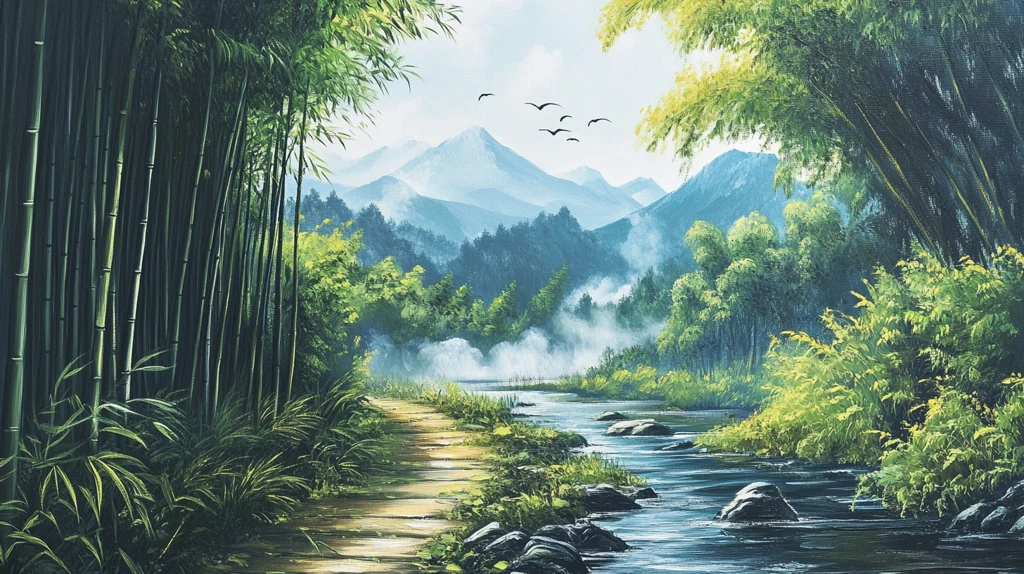 竹林山水背景