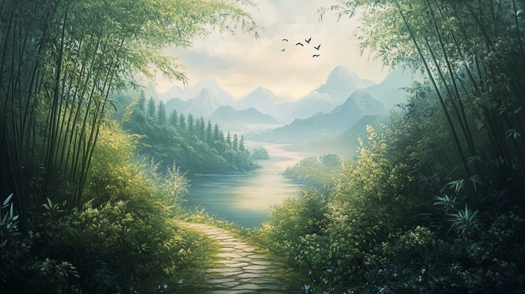 意境山水竹林装饰画