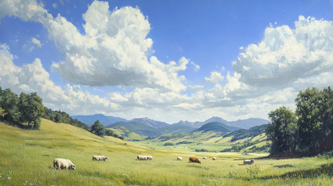 放牧全景画