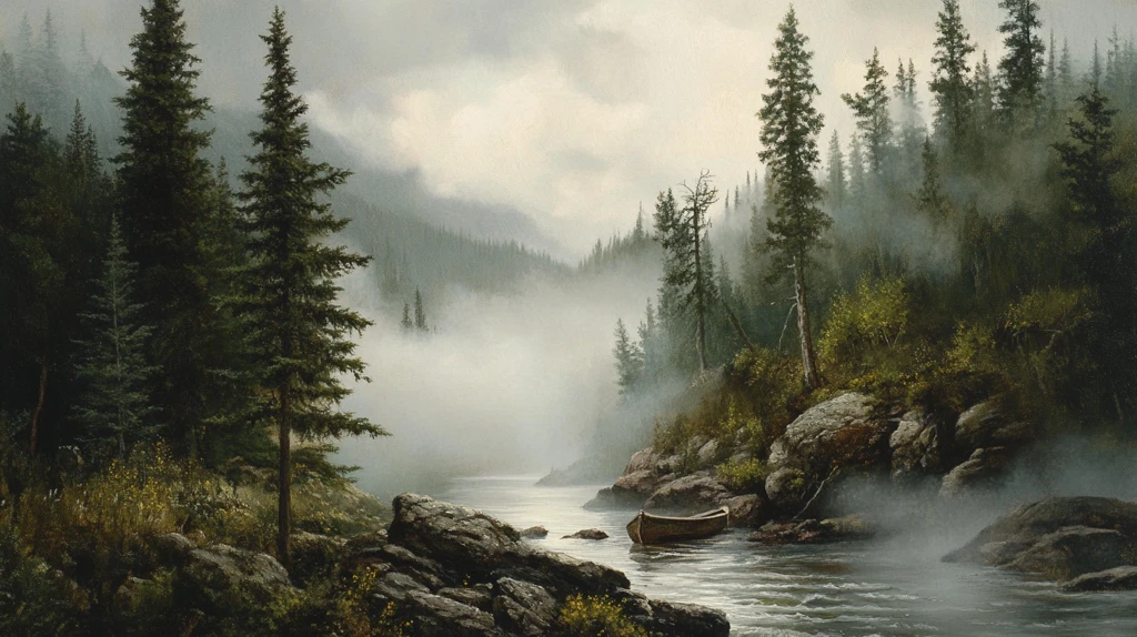 风光人间仙境油画