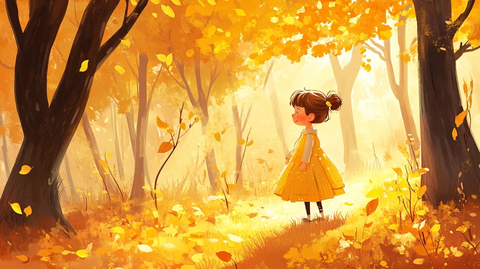 银杏树下的小女孩