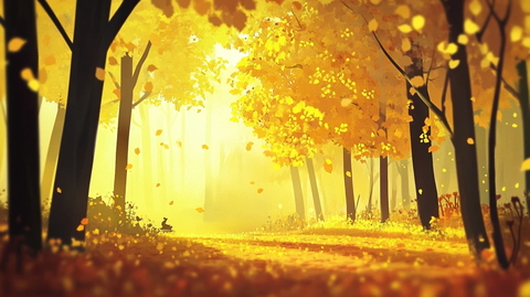 手绘秋季主题朦胧插画