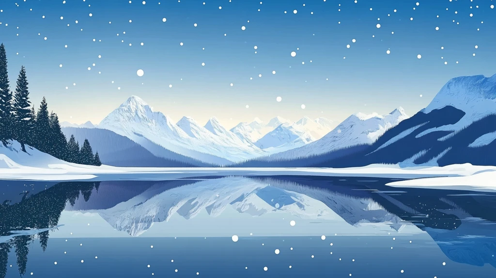 冬日山川风景插画