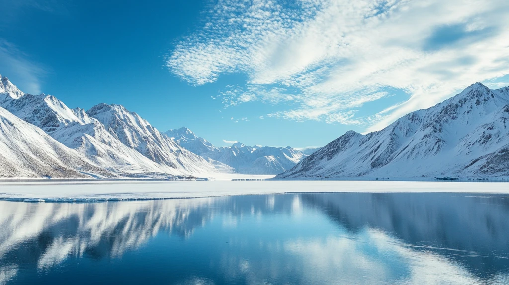 湖泊倒影雪山蓝天白云