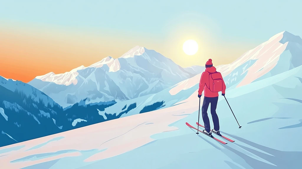 滑雪运动户外出插画