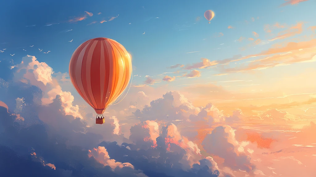 热气球插画场景