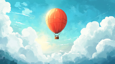 热气球插画场景