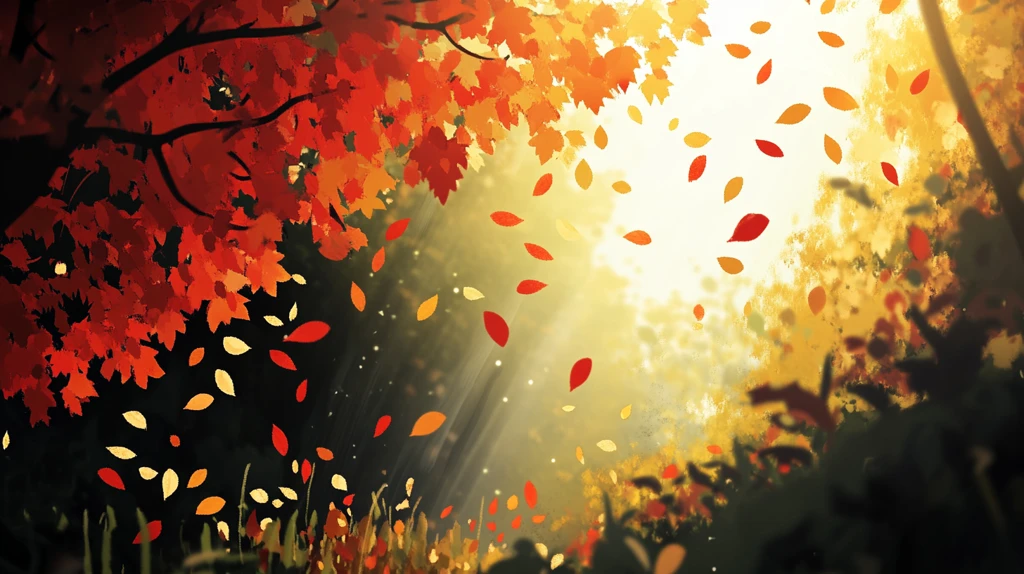 手绘秋季主题朦胧插画