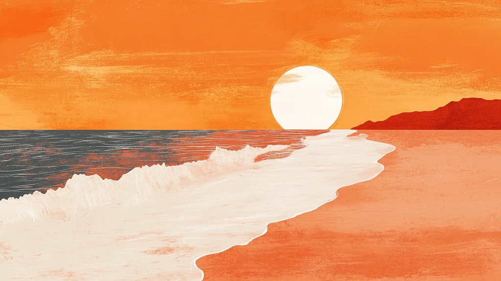 海边落日插画
