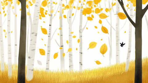 白桦林插画