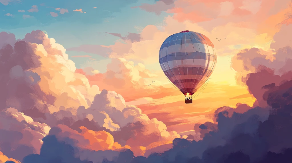 热气球插画场景