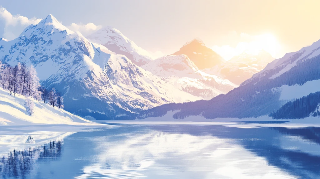 冬日山川风景插画