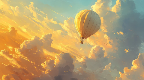 热气球插画场景