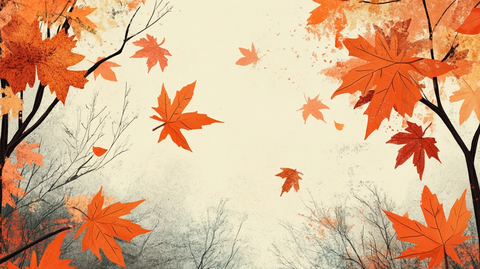 手绘秋季主题朦胧插画