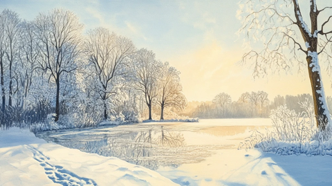 唯美冬日湖景清晨