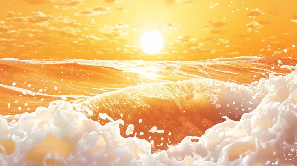 手绘海浪旭日东升